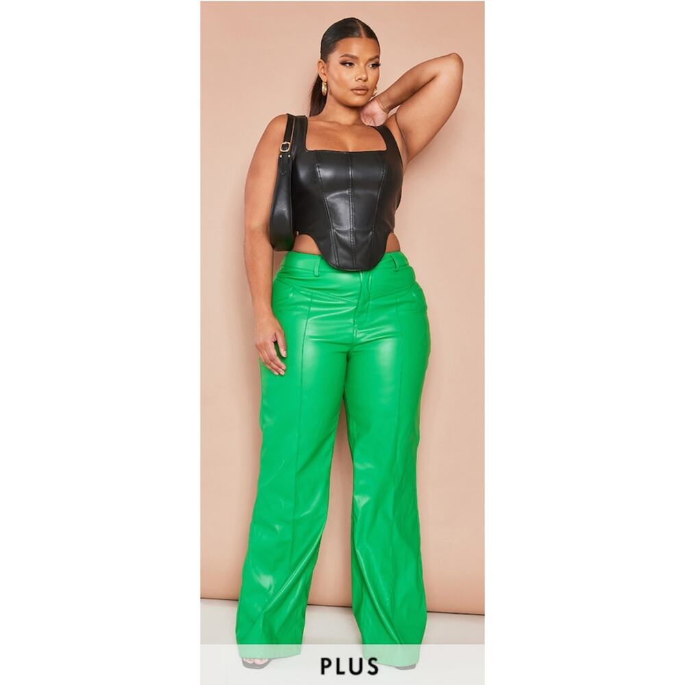 PrettyLittleThing Green Wide Leg Pants